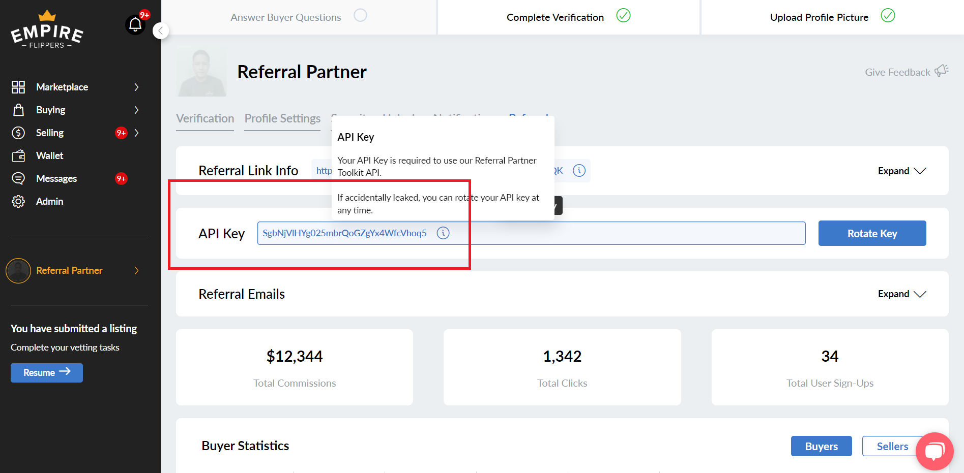 Referral Partner API Key